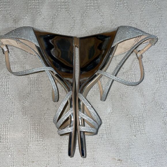 Jewel Badgley Mischka Women’s Wedge Heels Sz 10 M Silver Shimmer Going Out Party - Picture 5 of 12